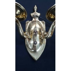 Pair of Two Light Solid Brass Wall Sconces #GA715