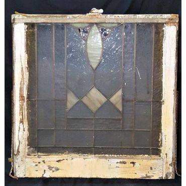 Multicolored Textured Stained Glass Window in Wood Frame #GA4031