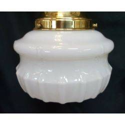 Art Deco White Opaque Pendant Light Fixture with Brass Trim  GA4347