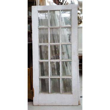Pair of 15 Pane Beveled Glass & Wood French Doors #GA47