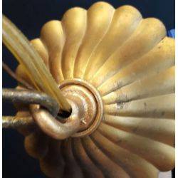 3 Light Louis XVI Inspired Gold Painted Chandelier with Shades #GA515