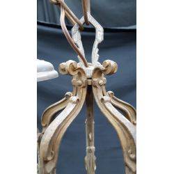 Art Deco 6 Light Cast Iron Silver & Gold Filigree Chandelier 17" x 21" #GA71