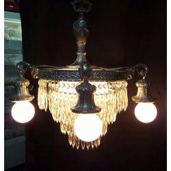 Art Deco 6 Light Tiered Prism Chandelier with Silver Leaf Trim 22" x 16" #GA509