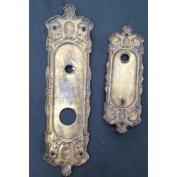 Pair of Brass Art Nouveau Front & Back Door Knob Plates #GA4214