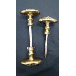 Rare 1800s Ornate Solid Brass Griffin Design Double Door Rim Lock Set with Keys #GA1060