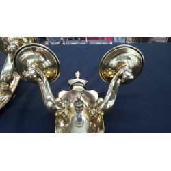 Pair of Two Light Solid Brass Wall Sconces #GA715