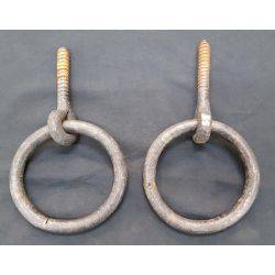 Pair of Large 4 1/2" Round Industrial Commercial Iron Rings #GA4066