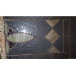 Multicolored Textured Stained Glass Window in Wood Frame #GA4031