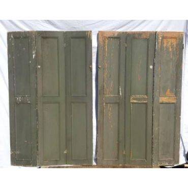 Pair of Wide Wooden Tri-Fold Paneled Shutters #GA196