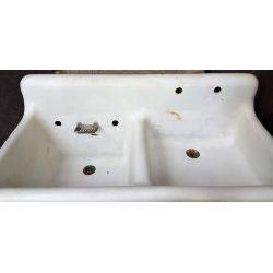 Cast Iron Double Bowl Sink w/ Porcelain Legs VERY RARE GS00519