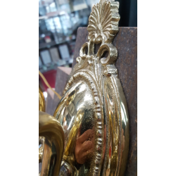 Converted Brass Two Light Sconce With Frosted Etched Ruffled Shades #G2LS