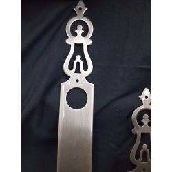 Pair of Narrow Ornate Silver Large Door Pull & Matching Back Plate #GA1024