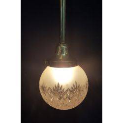 Restored Brass Rod Flush Mount with Clear Cut Glass Pendant Light GA4340