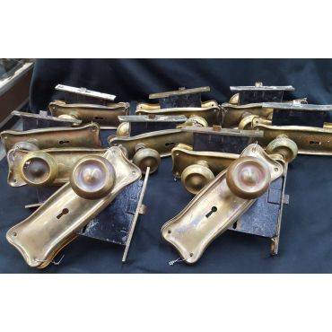 Set of 10 Mortise Lock Sets with Doorknobs & Backplates #GA4136