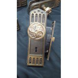 Set of 9 Solid Brass Gothic Style Mortise Lock Sets #GA1058