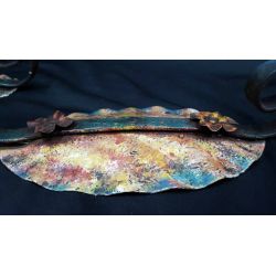 Pair of Art Deco Wrought Iron Multicolored Wall Sconces #GA1013