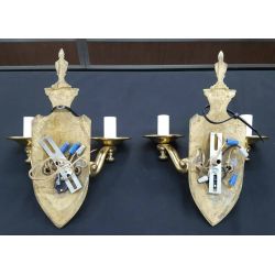 Pair of Two Light Solid Brass Wall Sconces #GA715