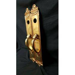 Pair of Large Red Brass Ornate Wreath Design Door Pull Latch Plates #GA1025