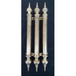 Set of 3 Huge Solid Brass Ornate Door Pulls with Top and Bottom Finials #GA712