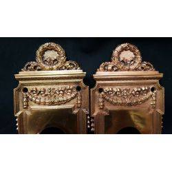 Pair of Large Red Brass Ornate Wreath Design Door Pull Latch Plates #GA1025