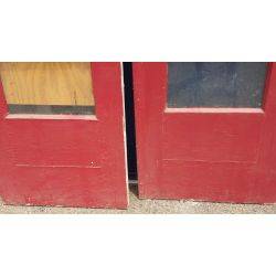 Pair of 5 Light Glass & Wood French Doors #GA804