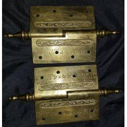 Ornate  Pair of Eastlake Solid Brass Victorian Steeple Hinges #GA276