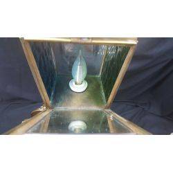 Pair of Brass Carriage Lantern Style Wall Sconces #GA1011