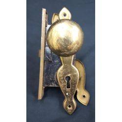 Brass Screen Door Lock Set With Knob Lever Handle and Back Plates #GA139