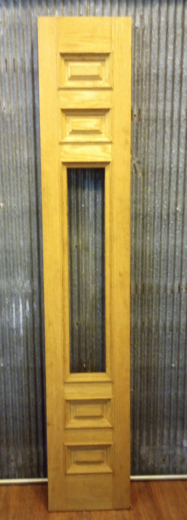 Mahogany Narrow Exterior Door/ Side Lite Raised Panels and Center View 14" x 80" #GA-S019