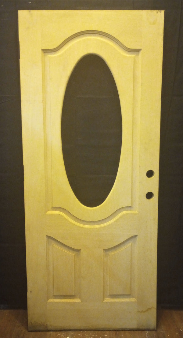 Exterior Wooden Door with Oval Top Window & Raised Panels 34" x 80" #GA-S029