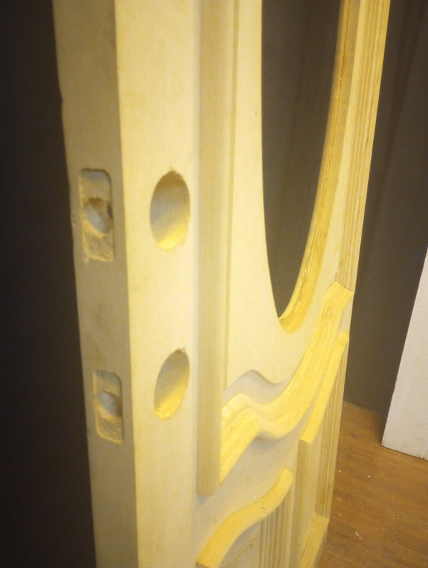 Exterior Wooden Door with Oval Top Window & Raised Panels 34" x 80" #GA-S029