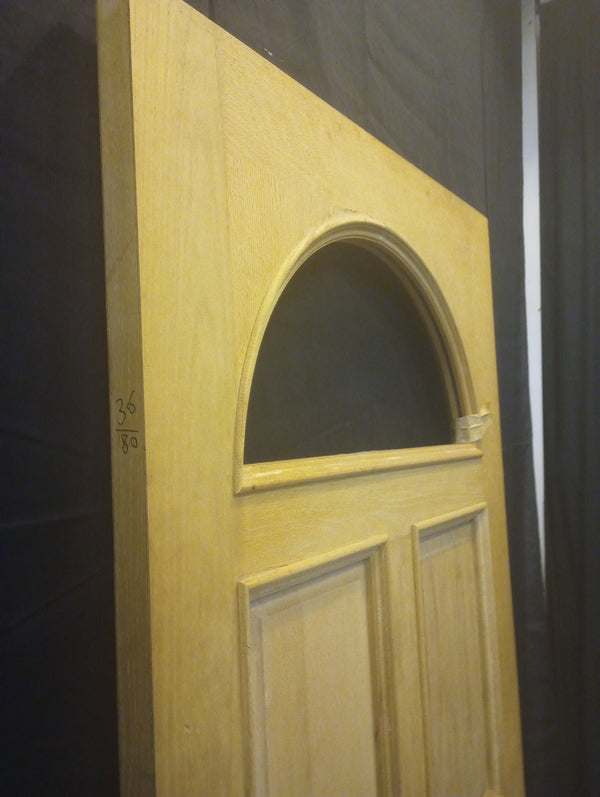 Exterior Wooden Door with Top Half Moon Glass & 4 Raised Panels 36" x 80" #GA-S034