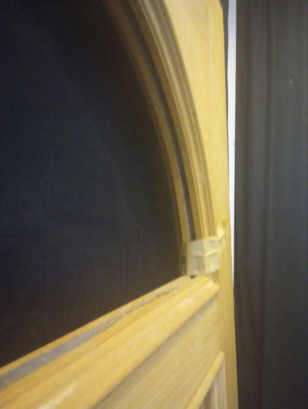 Exterior Wooden Door with Top Half Moon Glass & 4 Raised Panels 36" x 80" #GA-S034