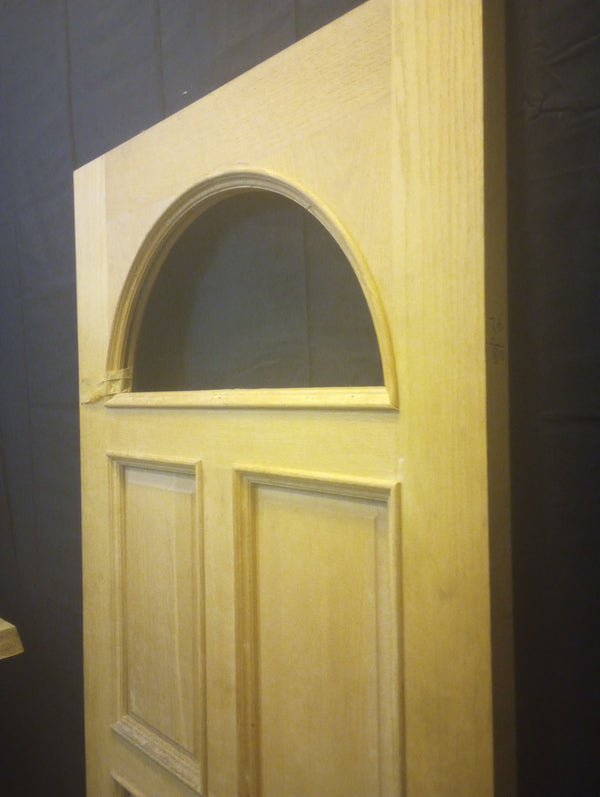 Exterior Wooden Door with Top Half Moon Glass & 4 Raised Panels 36" x 80" #GA-S034