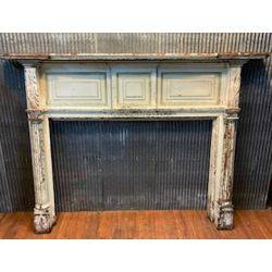 Large 1800's Heart Pine Mantel with Fluted Columns Raised Double Panels and Curved Top Shelf #GA1152