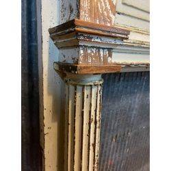 Large 1800's Heart Pine Mantel with Fluted Columns Raised Double Panels and Curved Top Shelf #GA1152