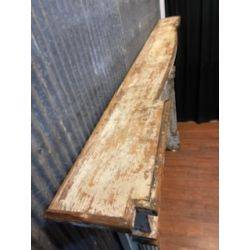 Large 1800's Heart Pine Mantel with Fluted Columns Raised Double Panels and Curved Top Shelf #GA1152