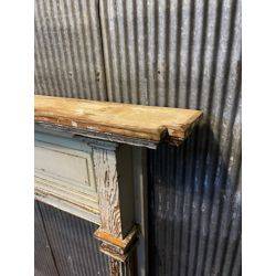 Large 1800's Heart Pine Mantel with Fluted Columns Raised Double Panels and Curved Top Shelf #GA1152