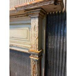Large 1800's Heart Pine Mantel with Fluted Columns Raised Double Panels and Curved Top Shelf #GA1152
