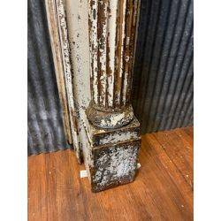 Large 1800's Heart Pine Mantel with Fluted Columns Raised Double Panels and Curved Top Shelf #GA1152