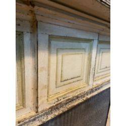 Large 1800's Heart Pine Mantel with Fluted Columns Raised Double Panels and Curved Top Shelf #GA1152