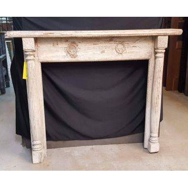 Unique Solid Wood Mantel with Carved Wreaths and Starbursts