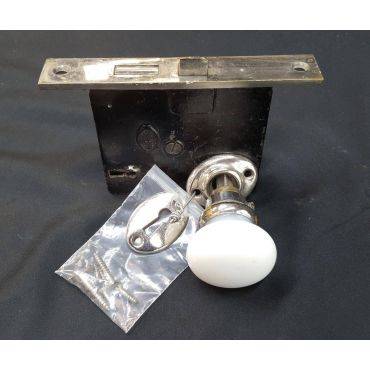 Mortise Lock Set with Milk White Knob Thumb Turn & Key Escutcheon GA4152