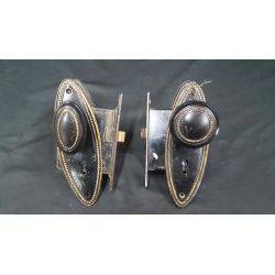 2 Mortise Lock Sets with Knobs Backplates & Strike Plates #GA4310