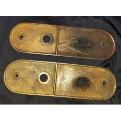 Pair of Oval Brass Doorknob Backplates #GA279