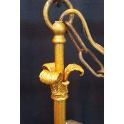 3 Light Louis XVI Inspired Gold Painted Chandelier with Shades #GA515
