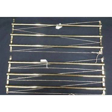 Pair of Rectangular Art Deco Solid Brass 3 Rod Door Push Bars #GA1030