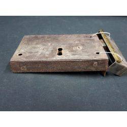Early 1800's Carpenter Style Cast Iron and Brass Metal Rim Lock With Reproduction Key Set #GA249
