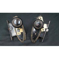2 Mortise Lock Sets with Knobs Backplates & Strike Plates #GA4310