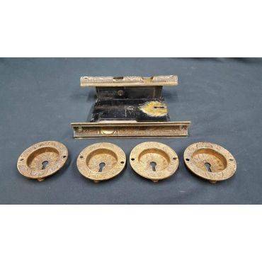 Set of Brass Eastlake Pocket Door Locks with Round Pulls #GA223